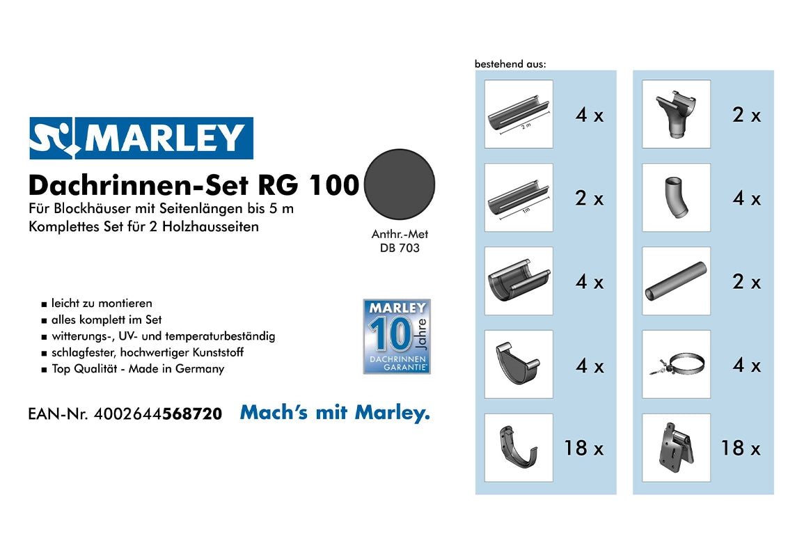 Marley Dachrinnen-Set 5m Anthrazit – Ansicht 2