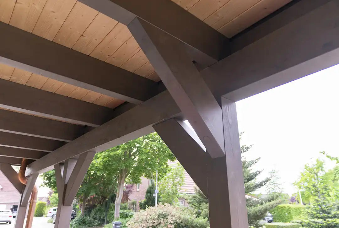 Flachdachcarport aus Holz 400x900cm mit Seitenwand