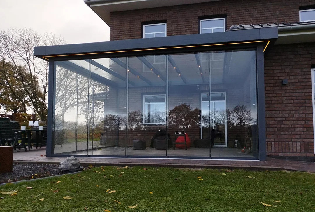 Terrassenüberdachung Flachdach 4x3m Wandanbau