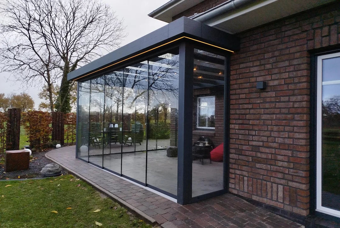 Terrassenüberdachung Flachdach 4x3m Wandanbau