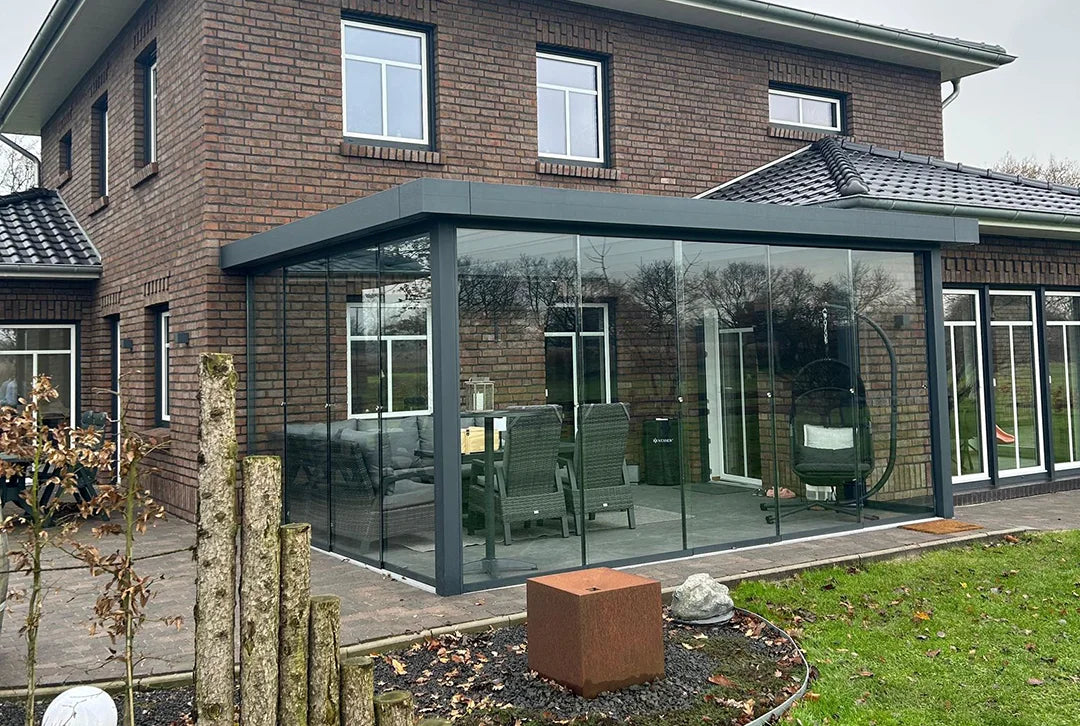 Terrassenüberdachung Flachdach 4x3m Wandanbau