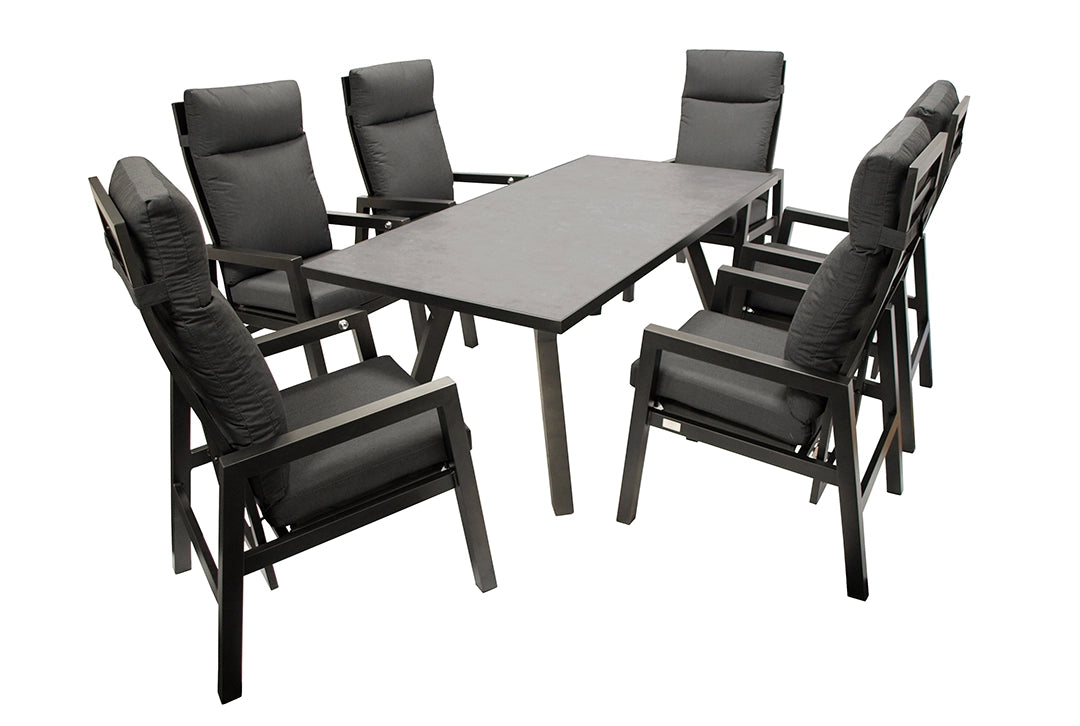 Gartentisch Set Aluminium dunkelgrau