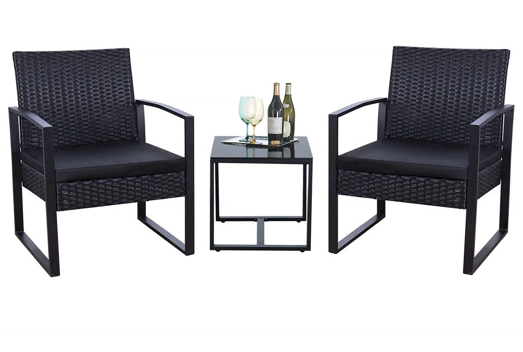 Gartenlounge Set 3-teilig Metall schwarz