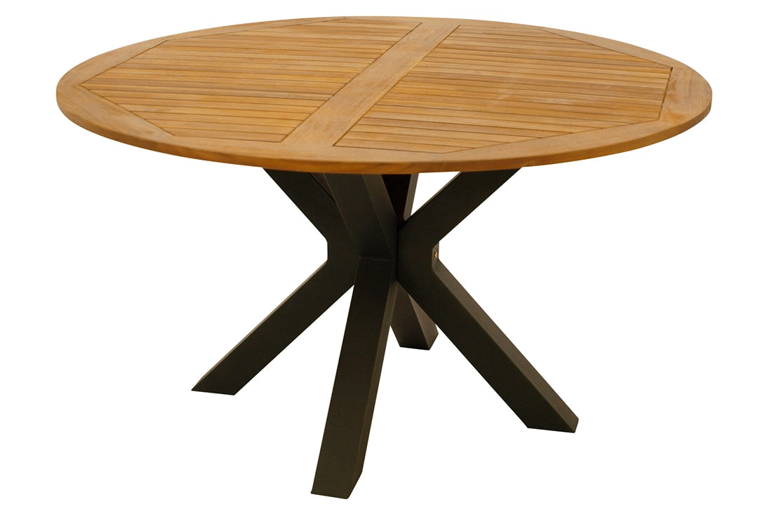 Runder Gartentisch mit Holzplatte