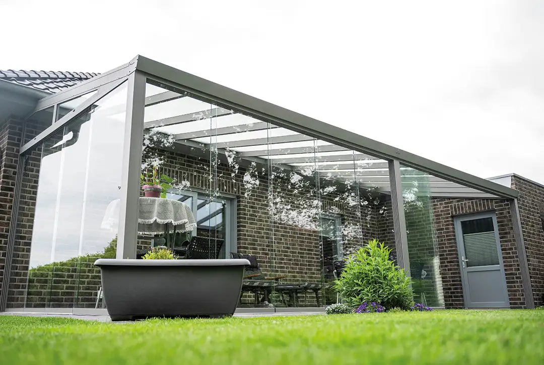 Kaltwintergarten Aluminium 500x400cm VSG grau