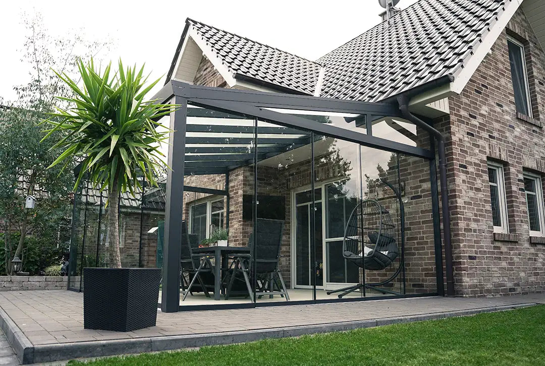 Terrassenüberdachung 5x4m Aluminium Wandanbau – Ansicht 3