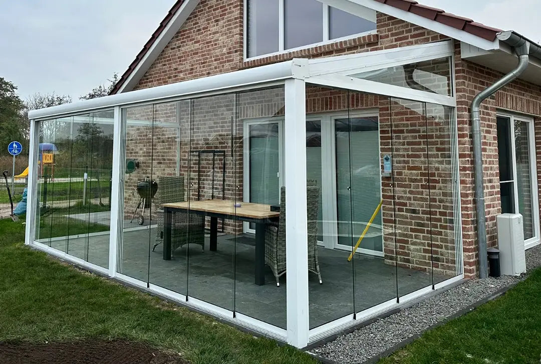 Kaltwintergarten Aluminium 700x250cm Doppelsteg weiß