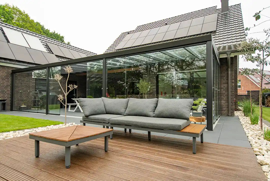 Terrassenüberdachung Aluminium 500x300cm VSG schwarz