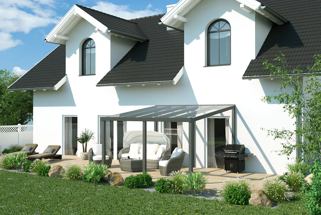 Terrassenüberdachung Aluminium 400x300cm VSG weiß