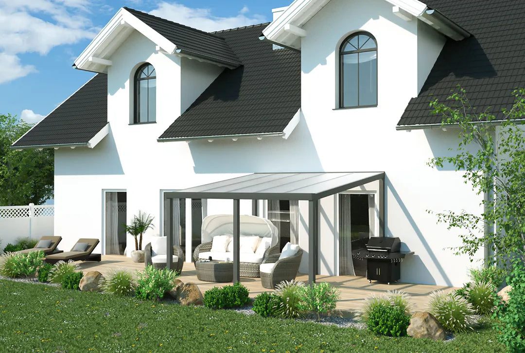 Terrassenüberdachung Aluminium 400x300cm VSG weiß