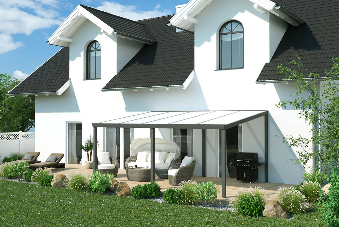 Terrassenüberdachung Aluminium 500x400cm Doppelsteg schwarz