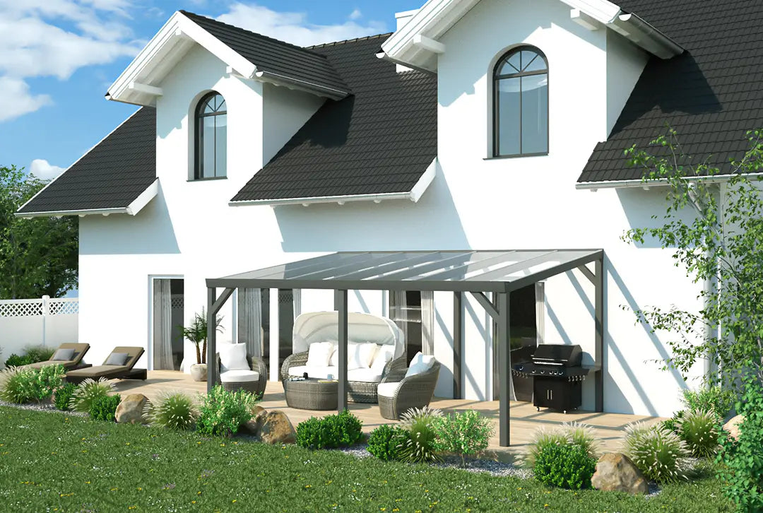 Terrassenüberdachung Aluminium 500x300cm VSG schwarz