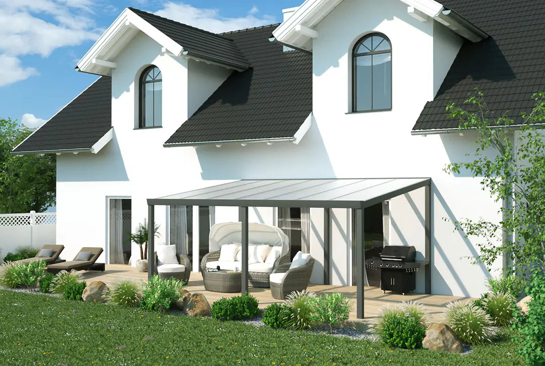 Terrassenüberdachung Aluminium 500x300cm VSG schwarz