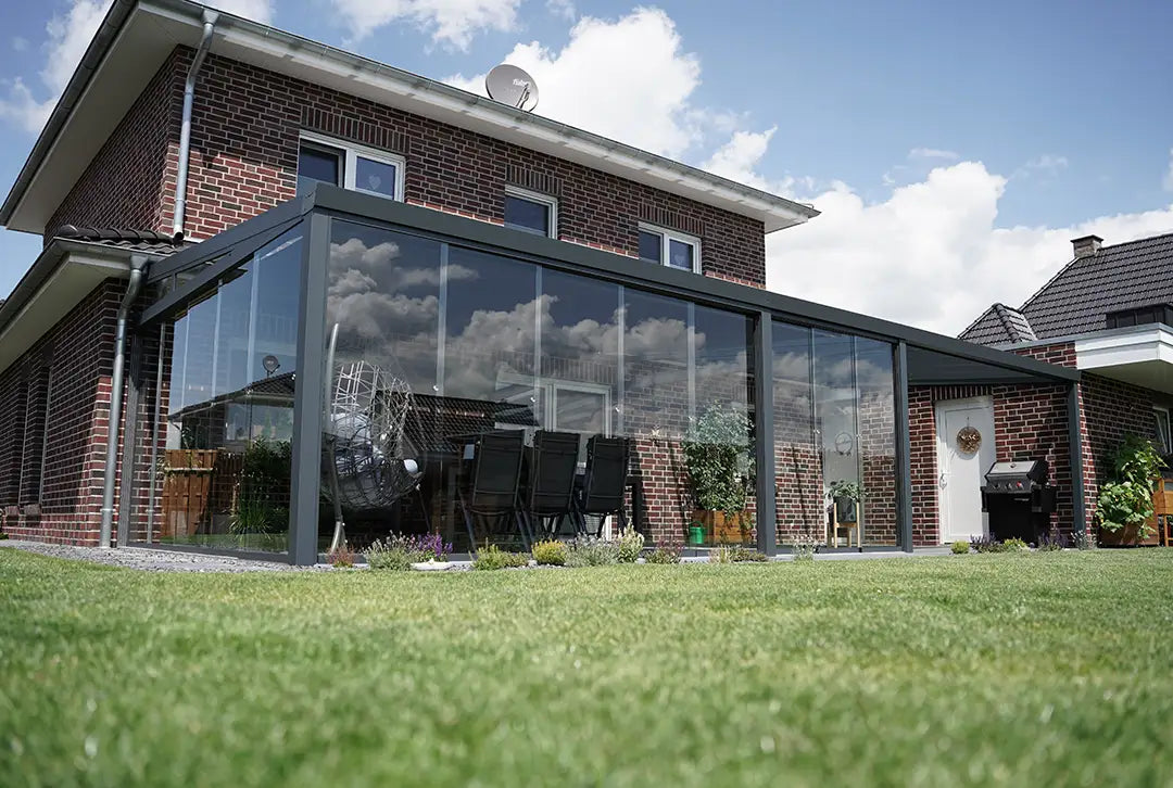 Terrassenüberdachung Aluminium 700x400cm Doppelsteg anthrazit