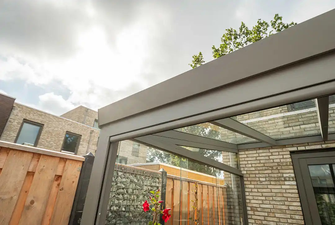 Terrassenüberdachung Aluminium 800x300cm Doppelsteg grau