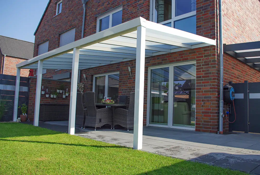 Terrassenüberdachung Aluminium 400x300cm VSG weiß