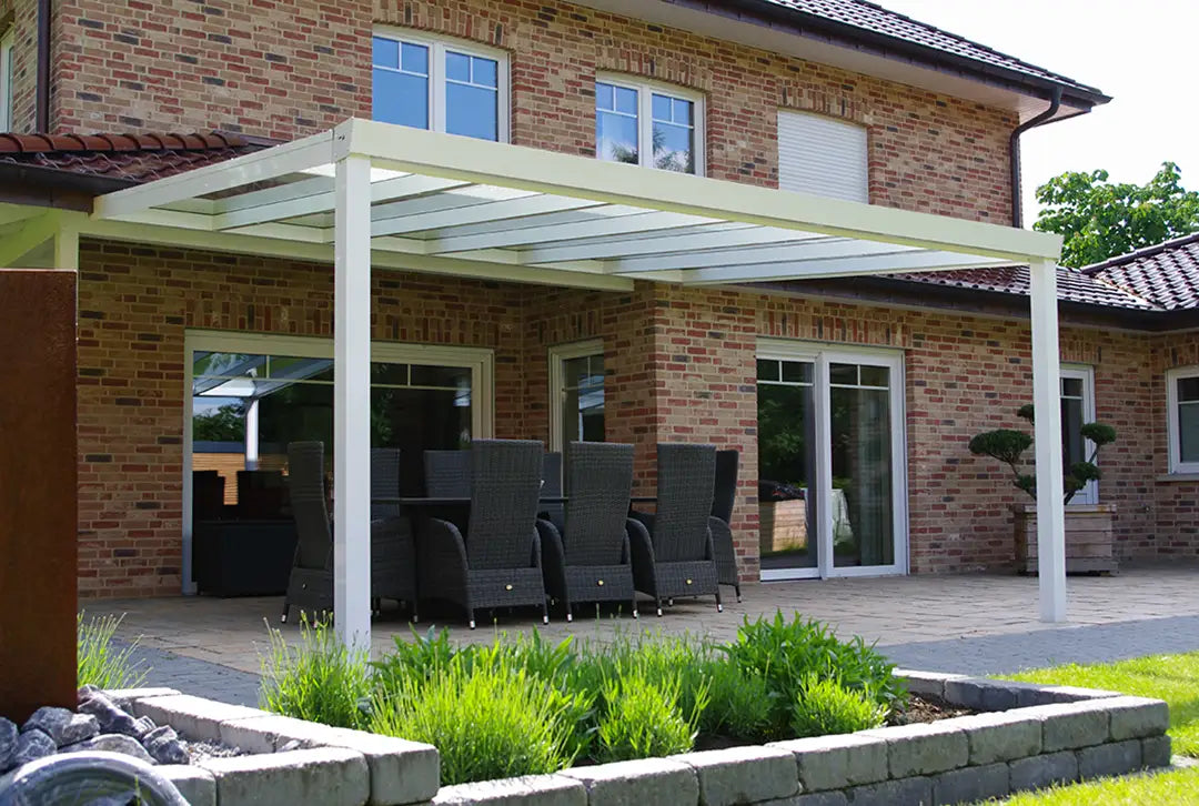 Terrassenüberdachung Aluminium 400x300cm VSG weiß