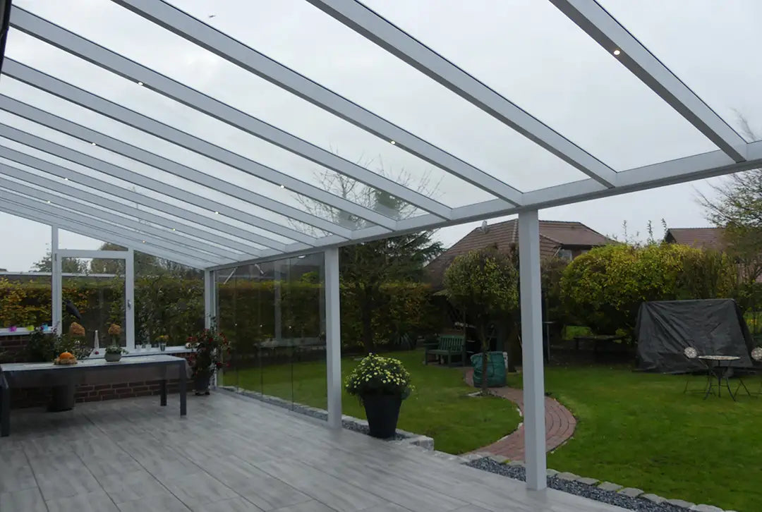 Terrassenüberdachung Aluminium 400x300cm VSG weiß