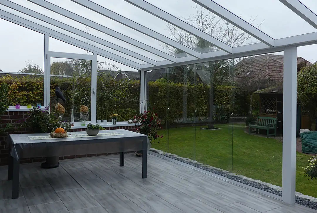 Terrassenüberdachung Aluminium 400x300cm VSG weiß