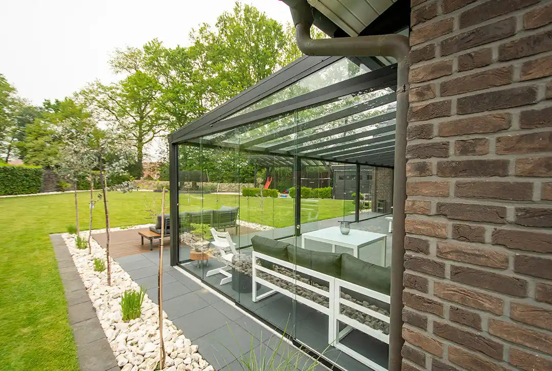 Terrassenüberdachung Aluminium 500x300cm VSG schwarz