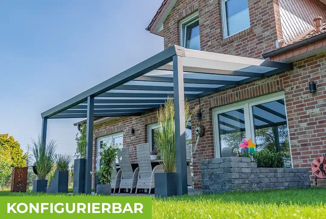 Terrassenüberdachung aus Aluminium für den Wandanbau
