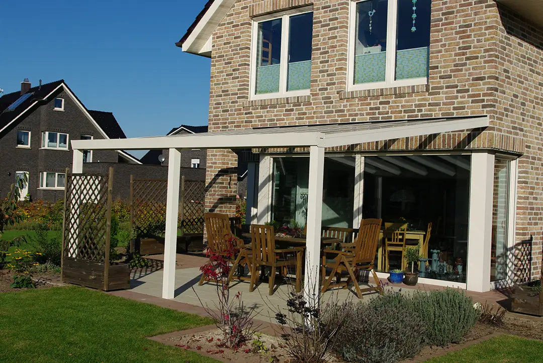 Terrassenüberdachung Aluminium 400x300cm VSG weiß