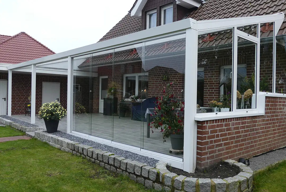 Terrassenüberdachung Aluminium 400x300cm VSG weiß