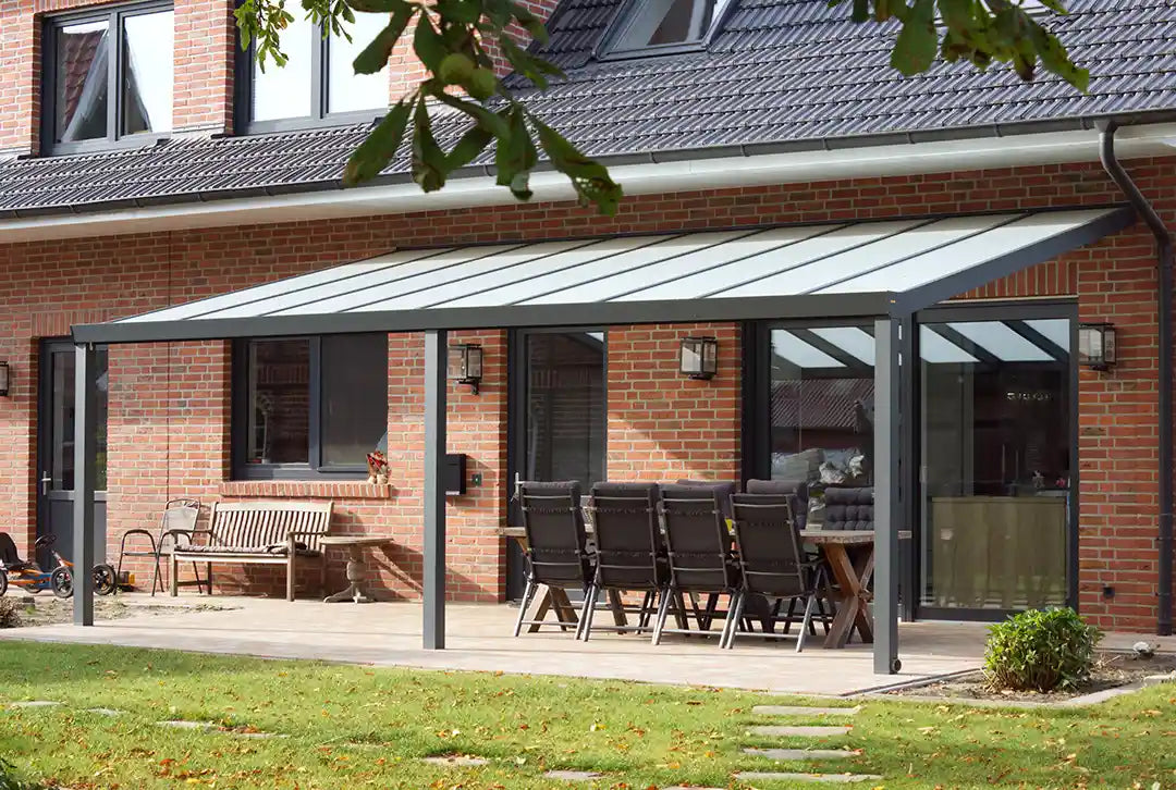 Terrassenüberdachung 5x3,5m Aluminium Wandanbau, Topseller