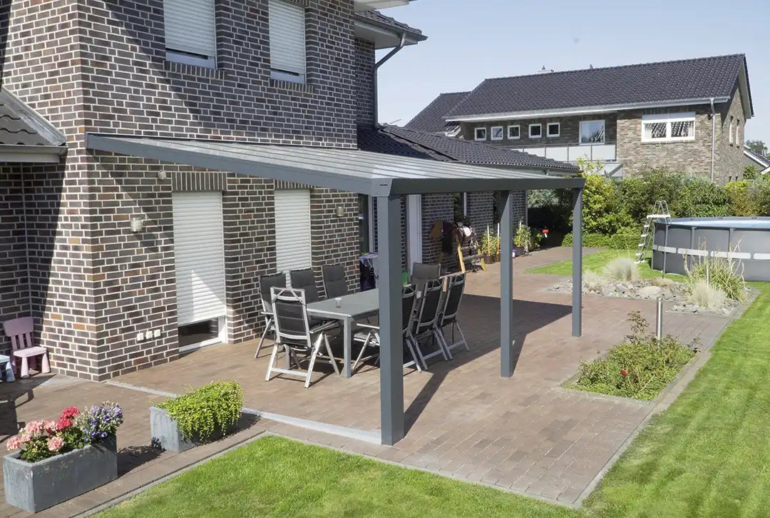 Terrassenüberdachung 5x3,5m Aluminium Wandanbau, Topseller