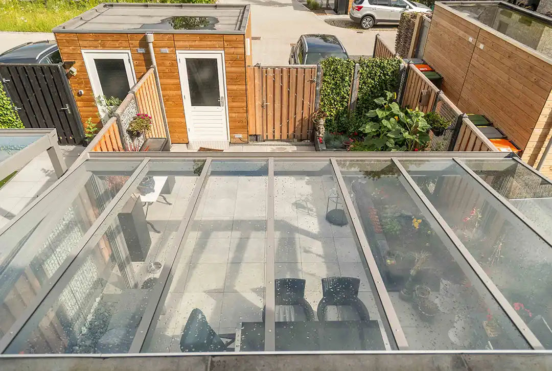 Terrassenüberdachung Aluminium 800x300cm Doppelsteg grau