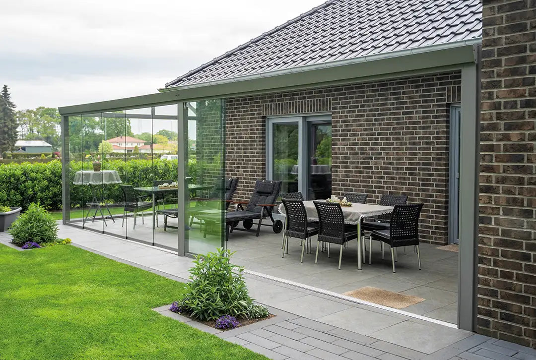 Terrassenüberdachung Aluminium 800x300cm Doppelsteg grau