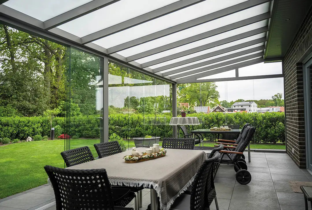 Terrassenüberdachung Aluminium 500x350cm VSG grau