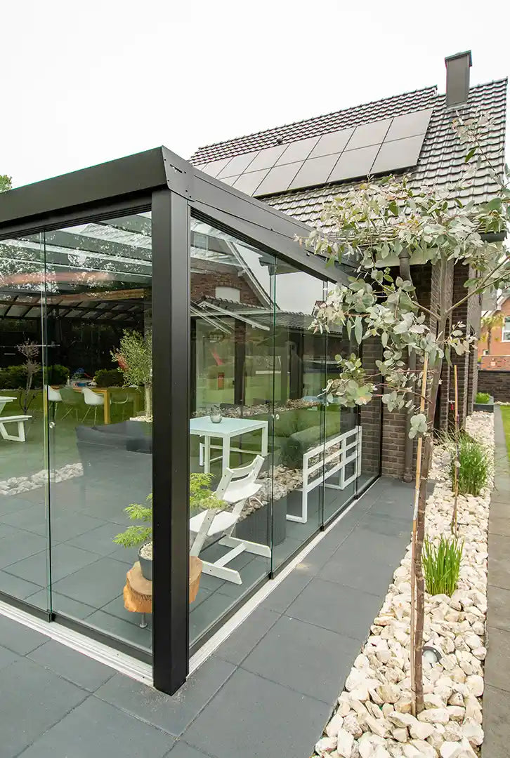 Kaltwintergarten Aluminium 500x500cm Doppelsteg schwarz