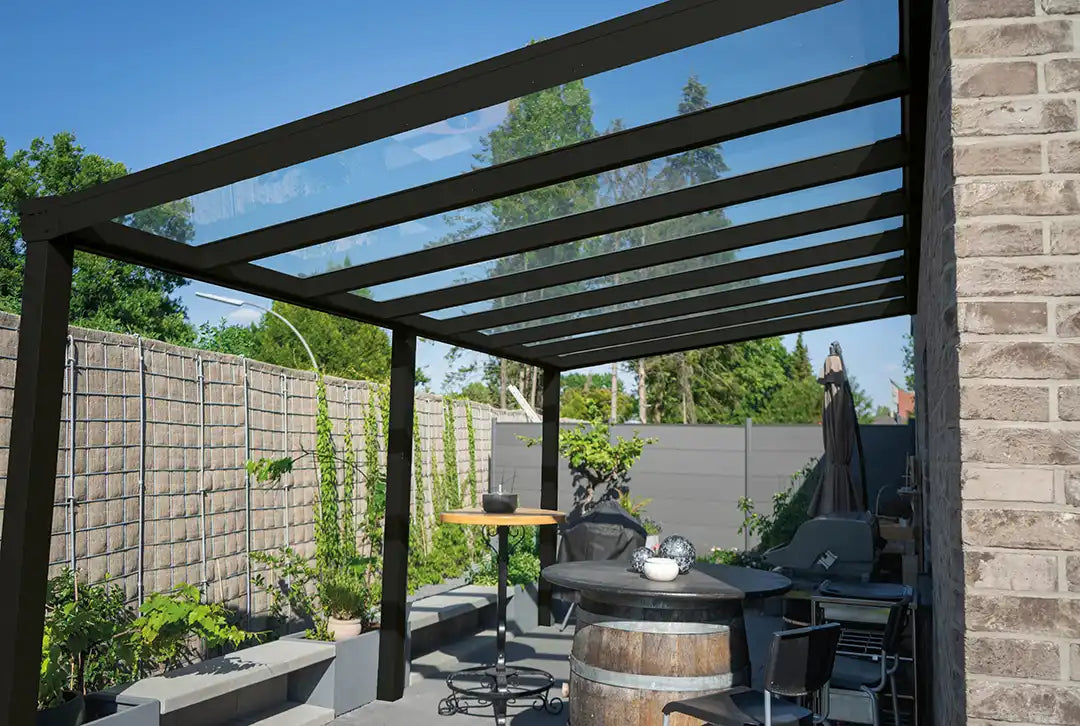 Terrassenüberdachung Aluminium 500x300cm VSG schwarz
