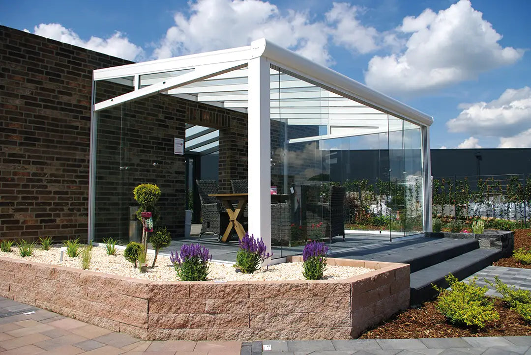 Terrassenüberdachung Aluminium 400x300cm VSG weiß