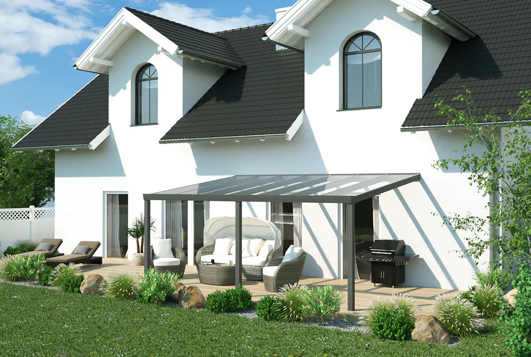 Terrassenüberdachung Aluminium 500x300cm VSG schwarz