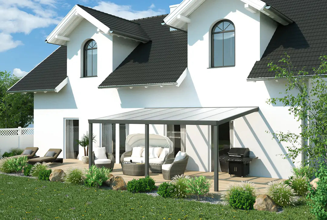 Terrassenüberdachung Aluminium 500x300cm VSG schwarz