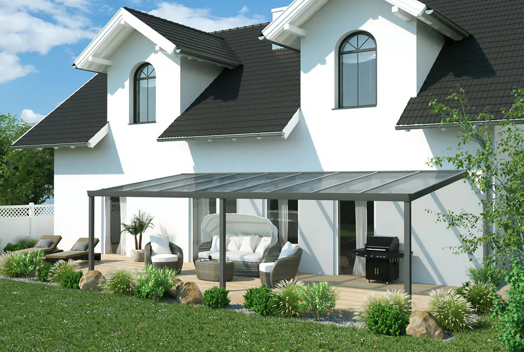 Terrassenüberdachung Aluminium 800x400cm Doppelsteg weiß