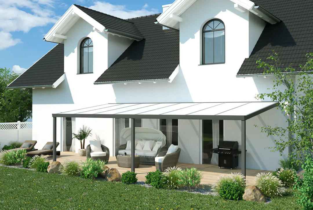 Terrassenüberdachung Aluminium 800x500cm Doppelsteg schwarz – Ansicht 2