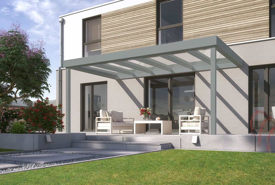 Terrassenüberdachung Flachdach 4x3m Wandanbau