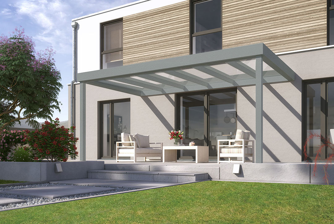 Terrassenüberdachung Flachdach 6x3m Wandanbau