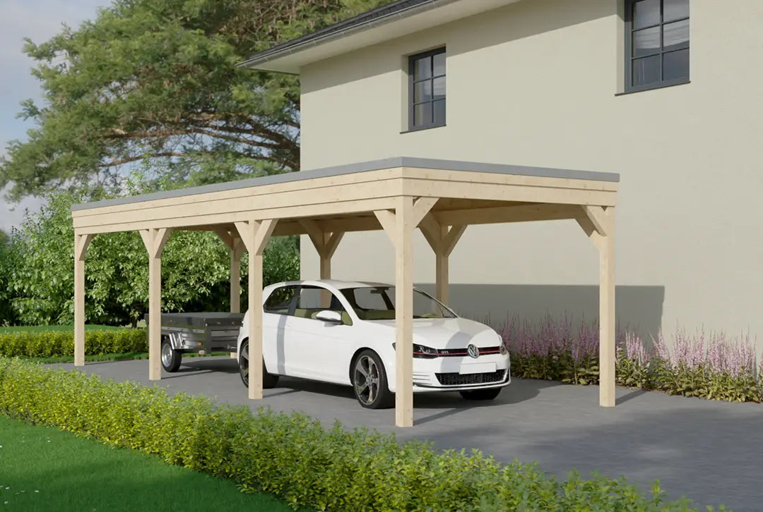 Flachdachcarport aus Holz 400x900cm