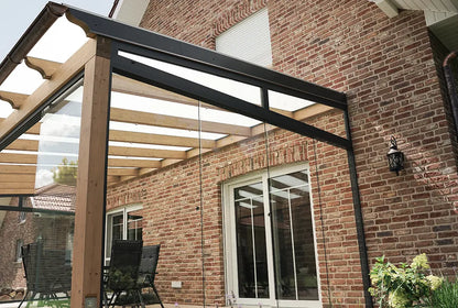 Terrassenüberdachung aus Leimholz, Wandanbau