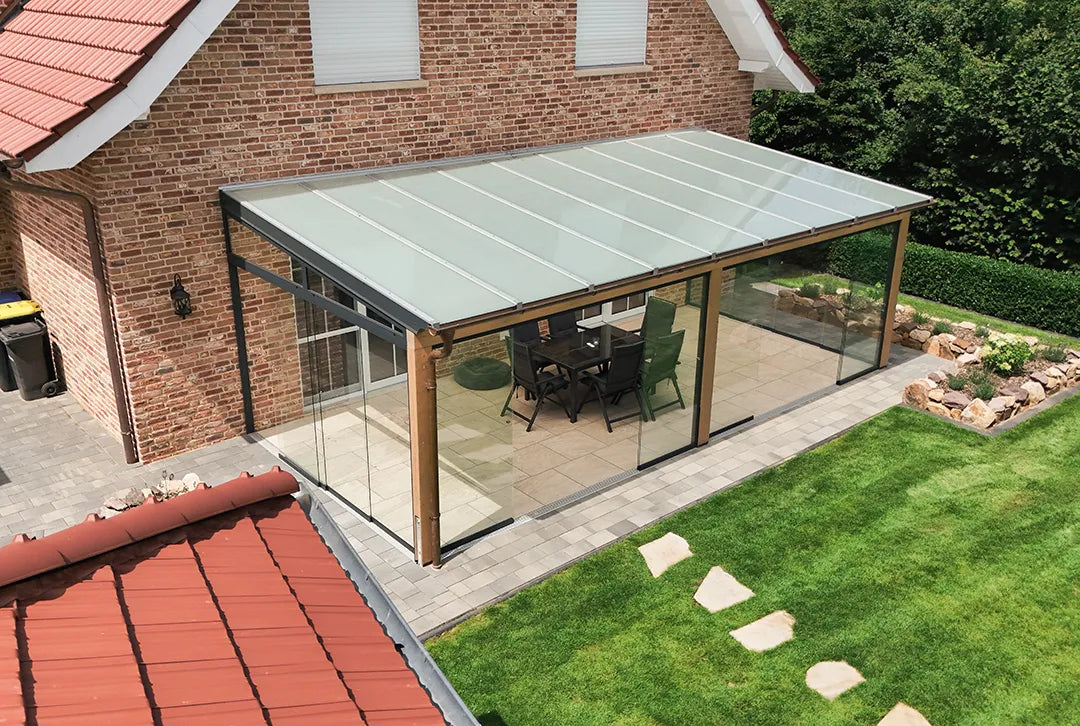 Terrassenüberdachung aus Leimholz, Freistehend