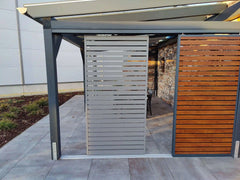 Lamellenschiebewand Holzoptik