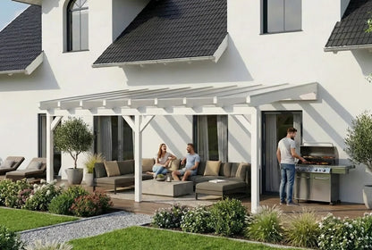 Terrassenüberdachung Holz 800x300cm Doppelsteg weiß – steda