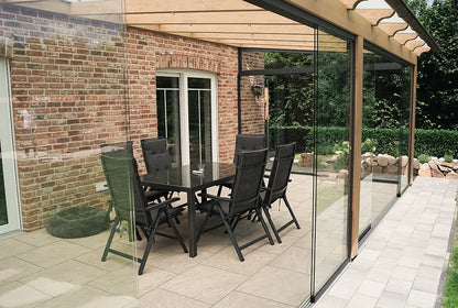 Terrassenüberdachung aus Leimholz, Wandanbau