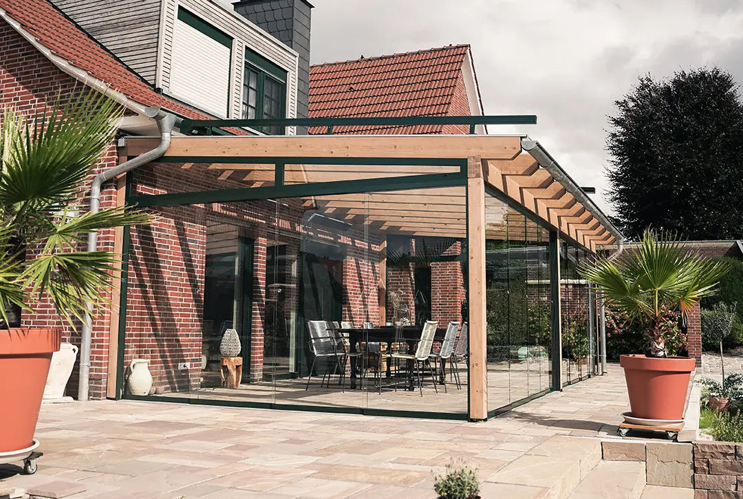 Terrassenüberdachung aus Leimholz, Freistehend