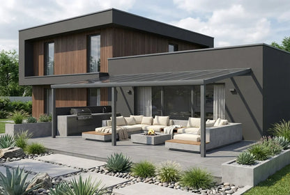 Terrassenüberdachung Aluminium 600x250cm VSG anthrazit – steda