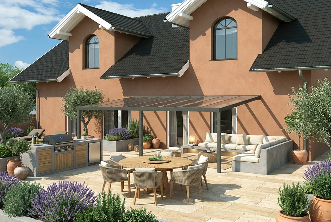 Terrassenüberdachung Aluminium 600x250cm VSG weiß